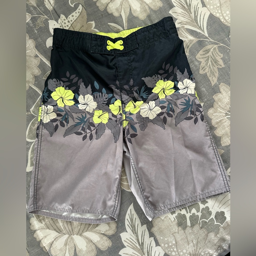 Old Navy Black Swim Shorts with Neon Yellow Trim